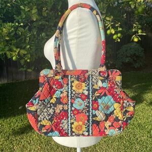 VERA BRADLEY HAPPY SNAILS Quilted Floral Multicolor Shoulder Bag Tote